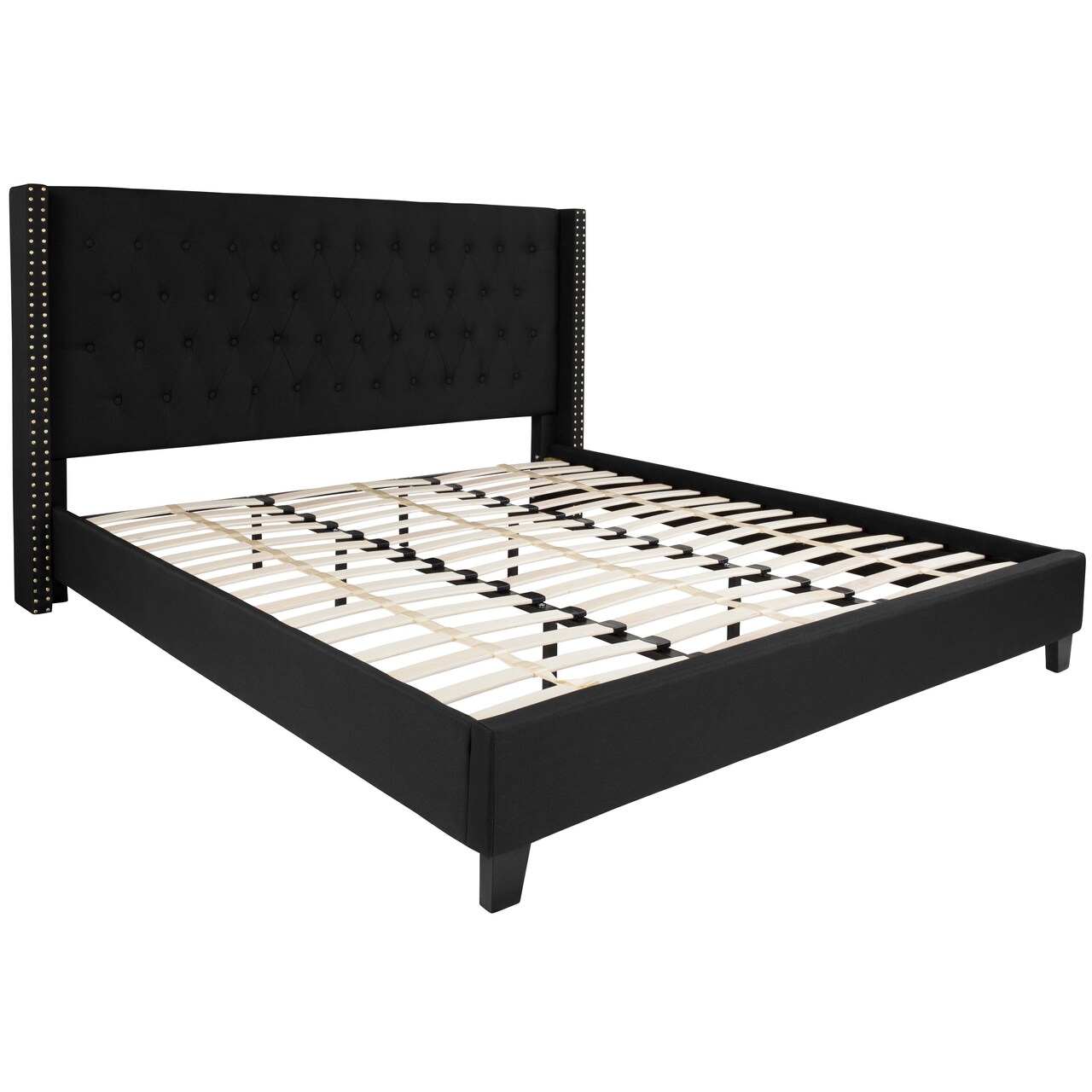 Merrick Lane Chenoa Upholstered Platform Bed with Button Tufted Headboard